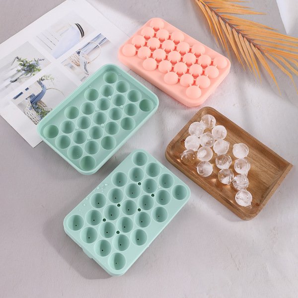 Carefully Selected 25-Compartment Silicone Round Ice Cube Mold, Fruit Ice Cube Mold, Easy-To-Remove Small Round Ice Ball Mold (M182)