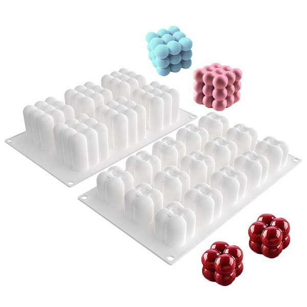 DIY Magic Ball Aromatherapy Candle Mold Creative Baking Mousse Cake Mold 6 Rubik's Cube Silicone Cake Mold