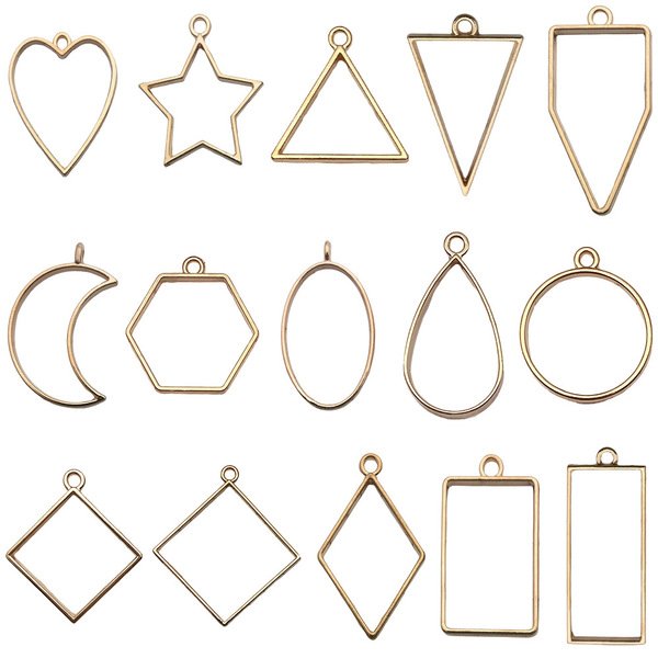 DIY handmade geometric frame alloy hollow drop glue pendant love water drop diamond star pendant jewelry accessories