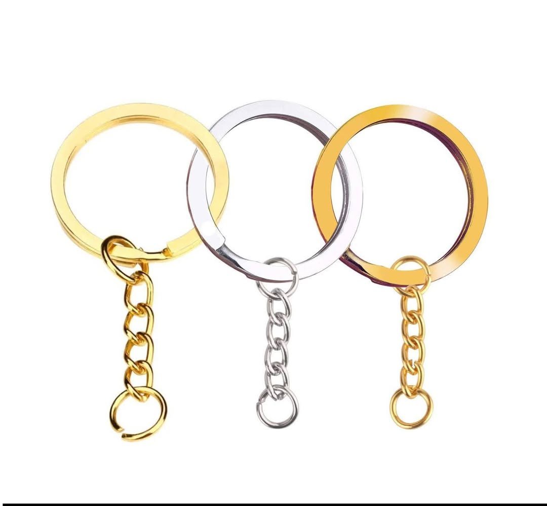 Metal Keychain Rings with Chain Set for DIY Crafts and Keyring Making