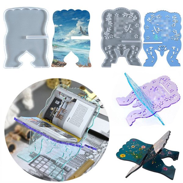 Crystal epoxy diy reading bookshelf silicone mold resin hollow piano spectrum reading and learning aid wholesale