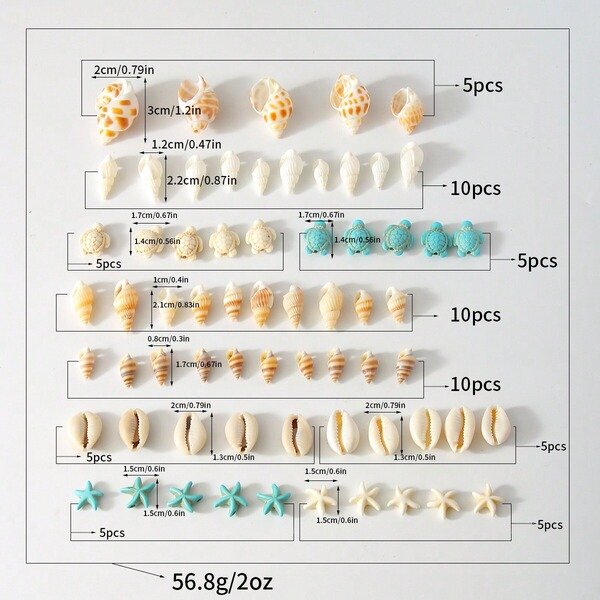 Mixed Natural Sea Shells and Mini Marine Life Charms Set for Resin Crafts
