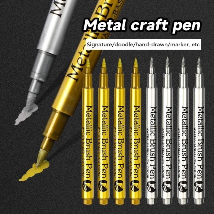 Premium Metallic Brush Pen Set for Calligraphy & DIY Crafts (Gold & Silver)