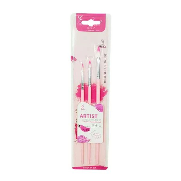 Premium 3-Piece Synthetic Nylon Round Artist Brush Set for Detailing