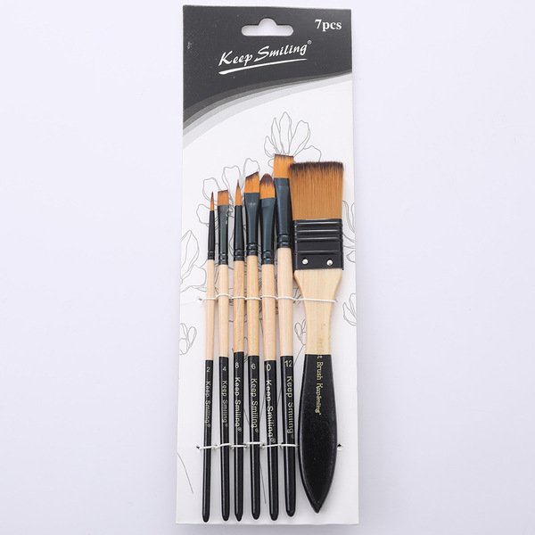 Keep Smiling 7-Piece Premium Artist Paint Brush Set with Wash Brush