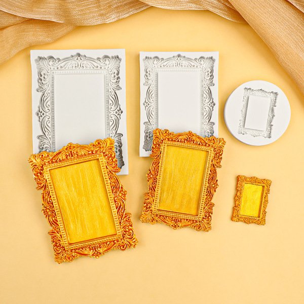 Vintage Baroque Style Photo Frame Silicone Mold Set (Set of 3)