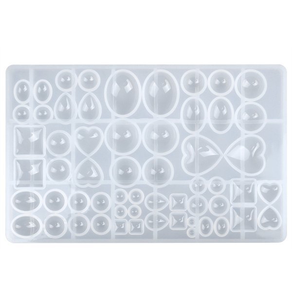 Multi-Shape Resin Jewelry Gemstone Cabochon Silicone Mold Sheet for Pendant & Earring Making (M005)