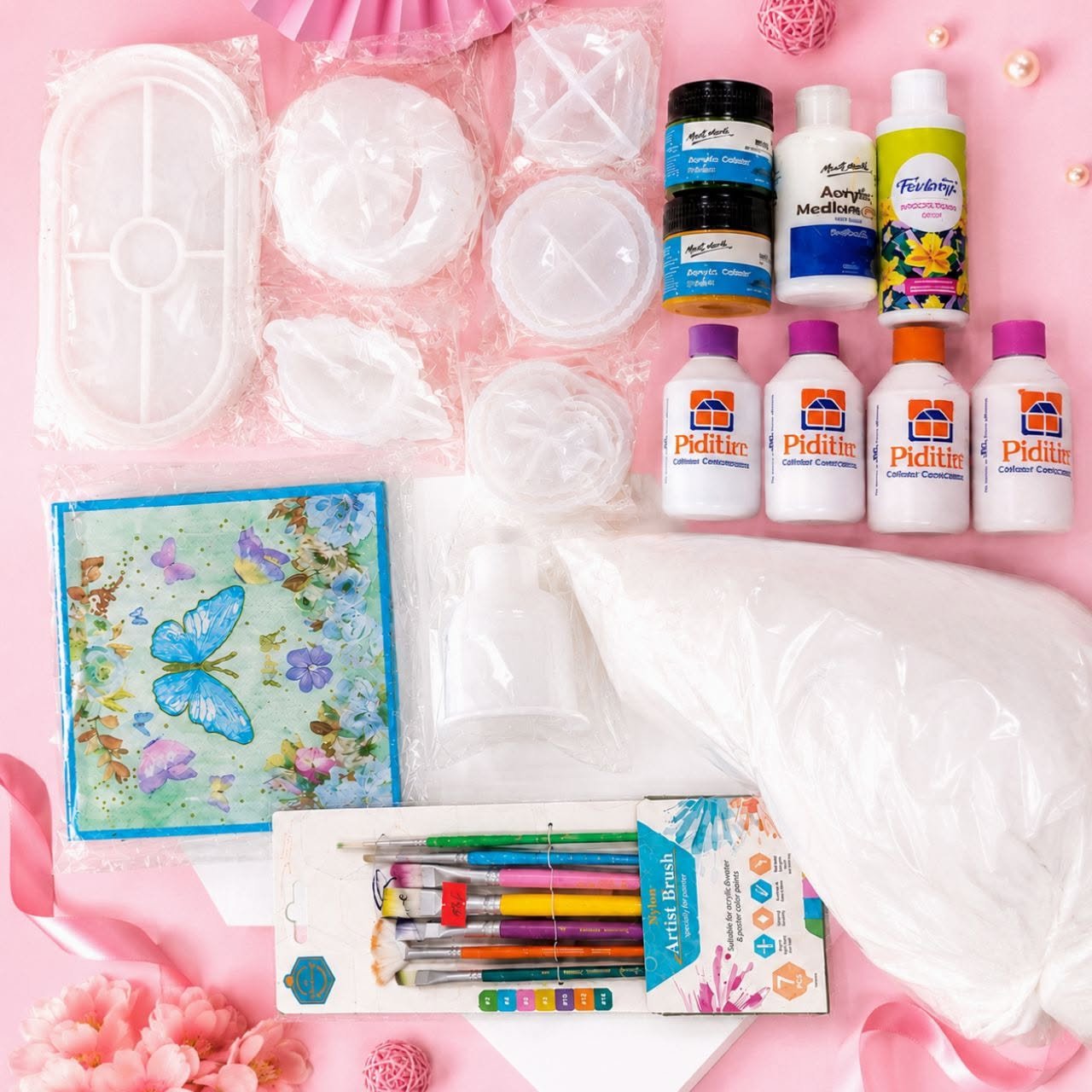 Complete DIY Craft and Resin Art Starter Kit with Silicone Molds, Pigments, and Tools