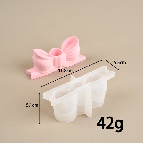 Gypsum Bow Candlestick Cross-border Ins Style Dining Table Creative Ornaments White Pink Long Rod Aromatherapy Candlestick(M185)(M186)
